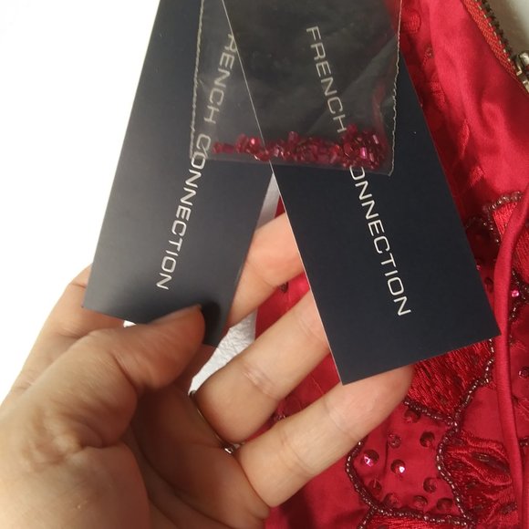 NWT French Connection silk  beaded handbag  gorgeous pink  Barbie core - Picture 10 of 16